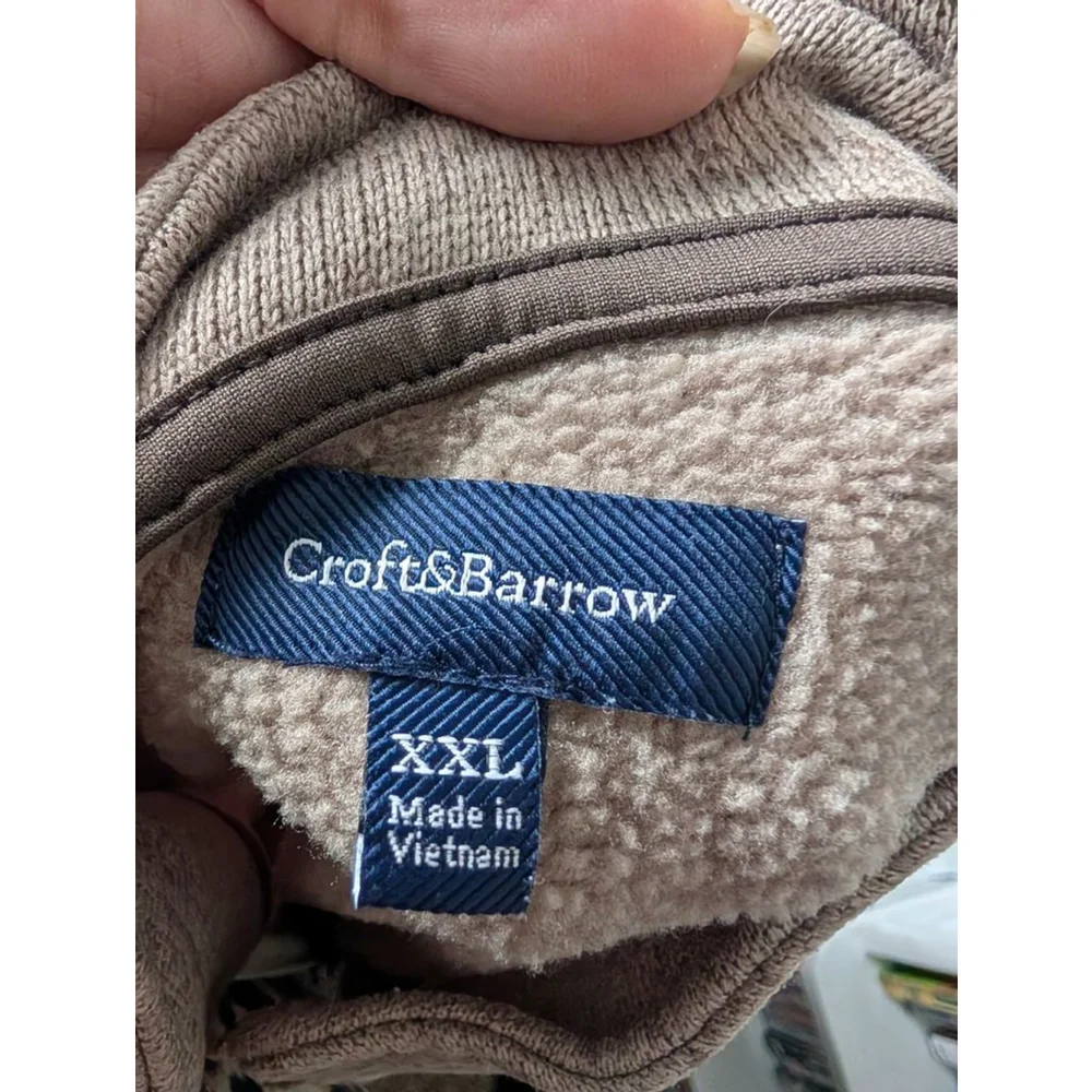 Croft&Barrow Zip Up Sweater XXL Beige, Mens